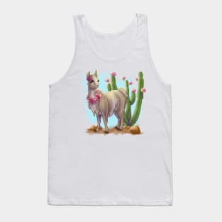 Flower Cactus Llama Tank Top